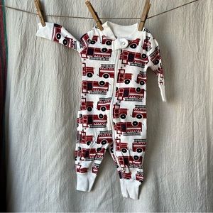Hanna Andersson Baby Zip Sleeper Firetrucks 0-3M